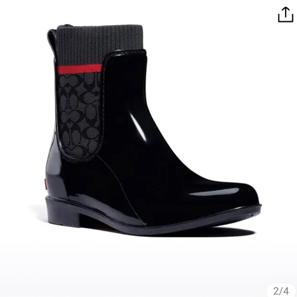 COACH Chelsea rain Boot Women's Black ! - Picture 5 of 10